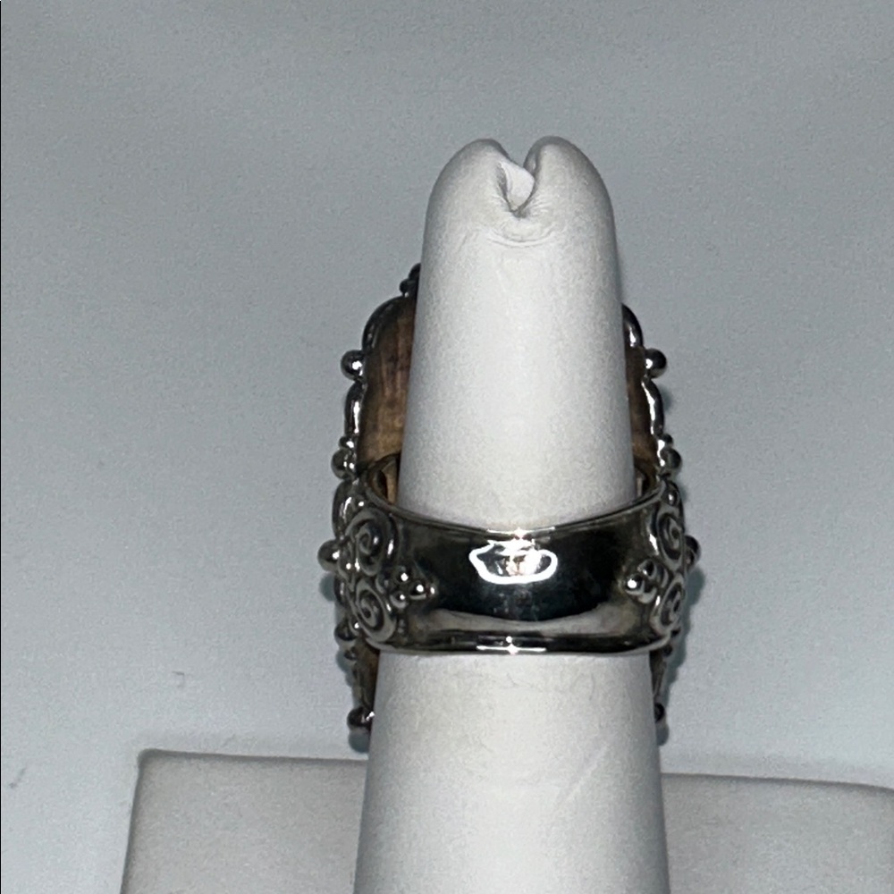 NWOT Sterling Silver Abalone Statement Ring By Designer Samuel B. Boho Casual - Picture 3 of 8